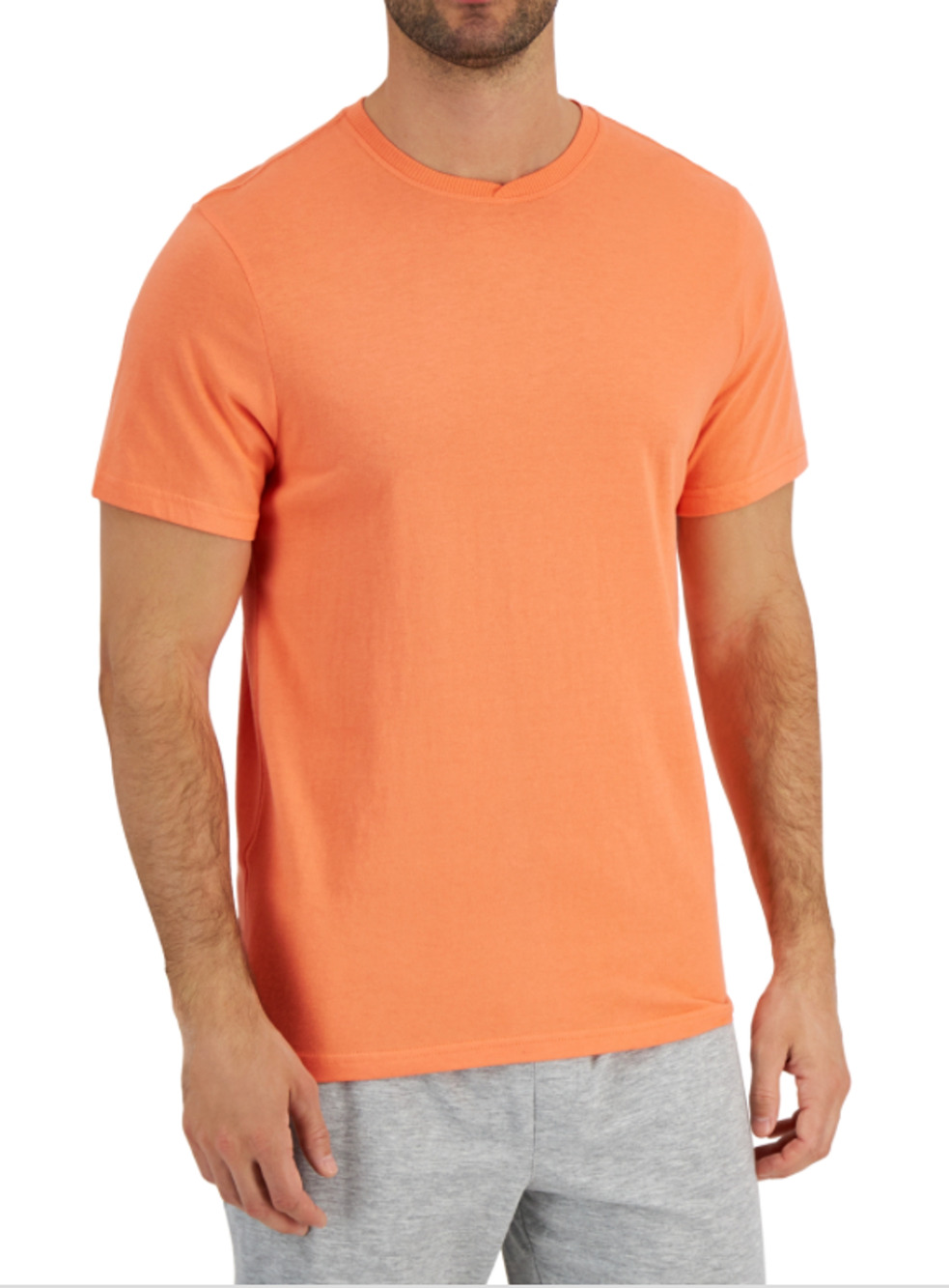 Club Room Men Solid Pajama T-Shirt Peach Echo Orange Size L